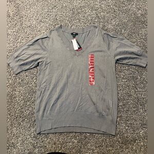 NWT DKNY Puff Sleeve V Neck Sweater